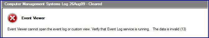 MSE Problem Reports - Event Log not running.JPG