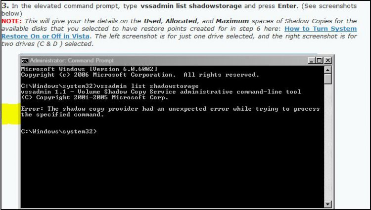 ERROR - vssadmin list shadowstorage.JPG