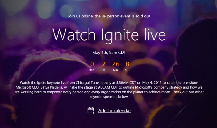 Microsoft Ignite keynote today at 9 a.m CDT