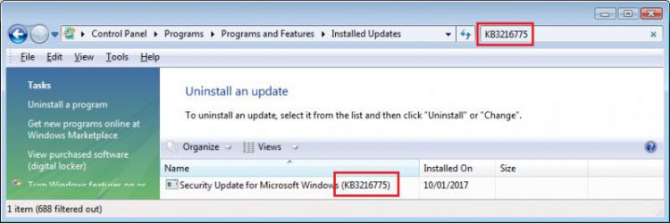 Installed Update KB3216775 on 10 Jan 2017.jpg