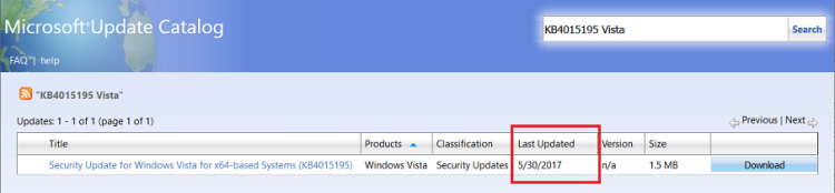Micrososoft Update Catalog KB4015195 as of 20 Jun 2020.png