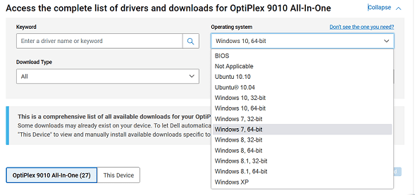 Dell OptiPlex 9010 All-In-One Support Page Vista Not Supported 15 Aug 2024.png