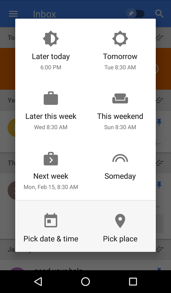 Inbox by Gmail: Saving time with Snooze